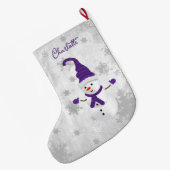 Paarse schattige sneeuwman vakantie kous grote kerstsok (Achterkant (Hangend))