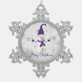 Paarse schattige sneeuwman vakantie Ornament (Voorkant)