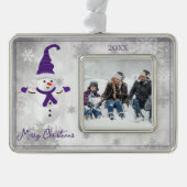 Paarse schattige sneeuwman vakantie Ornament (Voorkant)