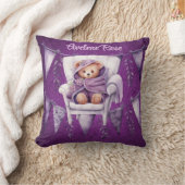 Paarse Schattige Teddy Bear Girl Baby shower Gift Kussen (Deken)