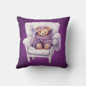 Paarse Schattige Teddy Bear Girl Baby shower Gift Kussen (Achterkant)