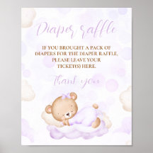 Paarse Schattigee Beer Baby shower Luier Raffle Si