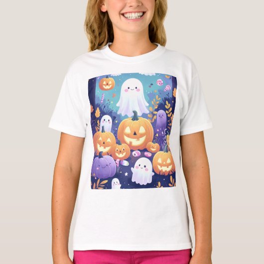 Paarse Schattigee Halloween T-shirt (Voorkant)