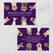 Paarse Schattigee Kleine Maat Honden Huisdier Sitt Visitekaartje (Voorkant / Achterkant)