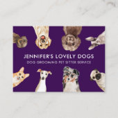 Paarse Schattigee Kleine Maat Honden Huisdier Sitt Visitekaartje (Voorkant)