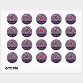 Paarse Schattigee lieveheersbeestje Ronde Sticker (Vel)