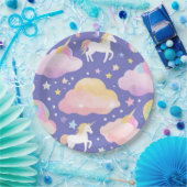 Paarse Schattigee Regenboog eenhoorn verjaardag me Papieren Bordje (Feest)