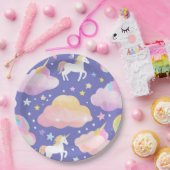 Paarse Schattigee Regenboog eenhoorn verjaardag me Papieren Bordje (Feest)