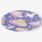 Paarse Schattigee Regenboog eenhoorn verjaardag me Papieren Bordje (Gekanteld)