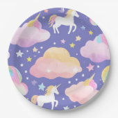 Paarse Schattigee Regenboog eenhoorn verjaardag me Papieren Bordje (Voorkant)