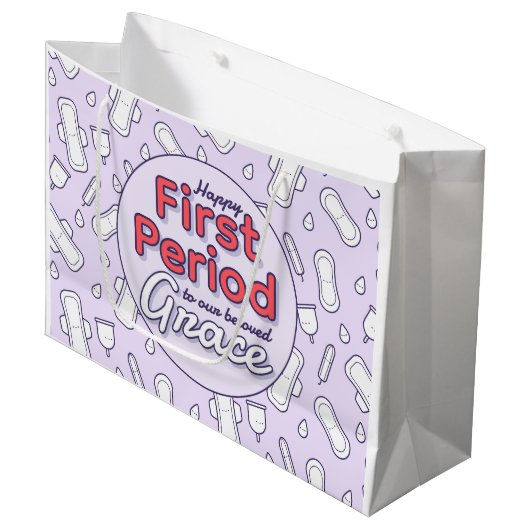 Paarse Schattigee Tampon Pad Eerste Periode Partij Groot Cadeauzakje (Voorkant Gekanteld)