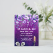 Paarse schedel bespaart de datum van het huwelijk aankondigingskaart (Staand voorkant)
