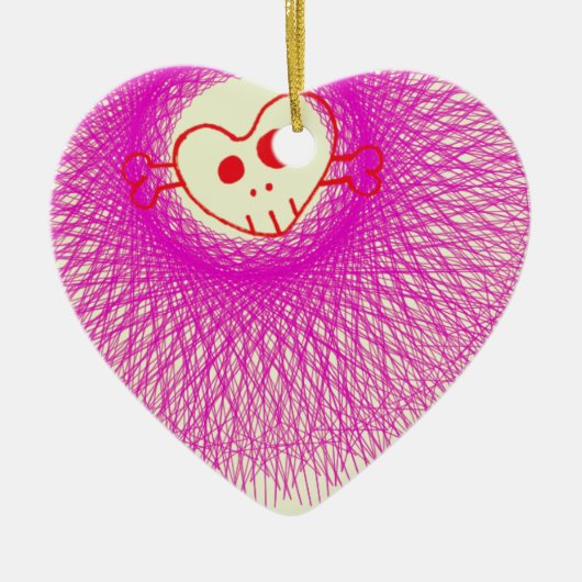 paarse schedel & botten keramisch ornament (Voorkant)