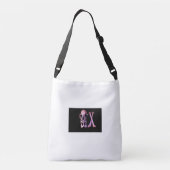 Paarse schedel & Botten op zwarte achtergrond Crossbody Tas (Achterkant)