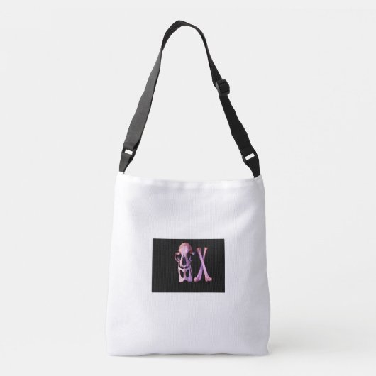 Paarse schedel & Botten op zwarte achtergrond Crossbody Tas (Achterkant)