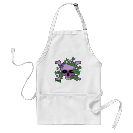 Paarse schedel en bloemen standaard schort (Voorkant)
