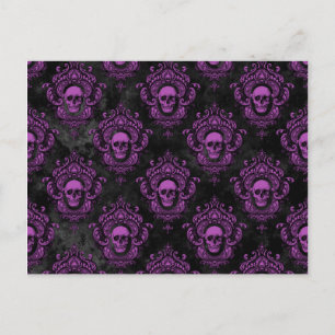 Paarse schedel en gegoten grijs briefkaart