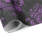 Paarse schedel en gegoten grijs cadeaupapier (Rol Hoek)
