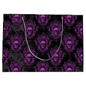 Paarse schedel en gegoten grijs groot cadeauzakje (Achterkant)