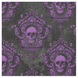Paarse schedel en gothic Dark Grey Stof
