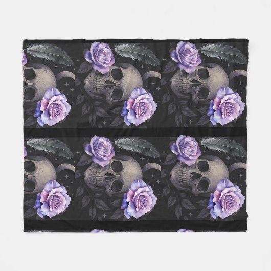 PAARSE SCHEDEL FLEECE DEKEN (Voorkant (Horizontaal))