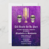 Paarse Schedel Halloween Bruiloft Kaart (Voorkant)