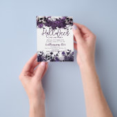 Paarse schedel Halloween Party Flyer Sjabloon (Hand)