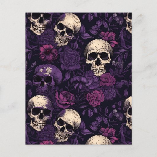 Paarse schedel Halloween Party Flyer Sjabloon (Achterkant)