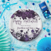 Paarse schedel Halloween Party Papieren Bordje (Feest)