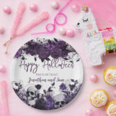 Paarse schedel Halloween Party Papieren Bordje (Feest)