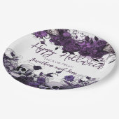 Paarse schedel Halloween Party Papieren Bordje (Gekanteld)