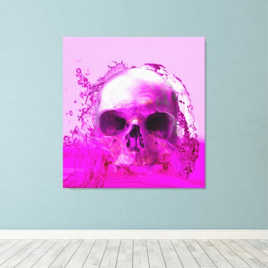 Paarse Schedel in Water Canvas Afdruk (Insitu (Houten vloer))