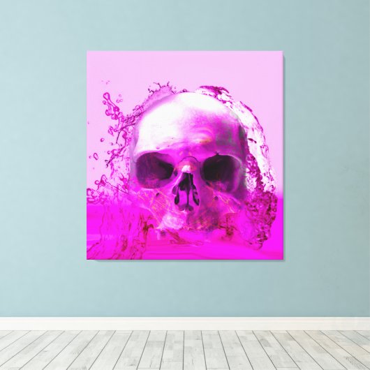 Paarse Schedel in Water Canvas Afdruk (Insitu (Houten vloer))