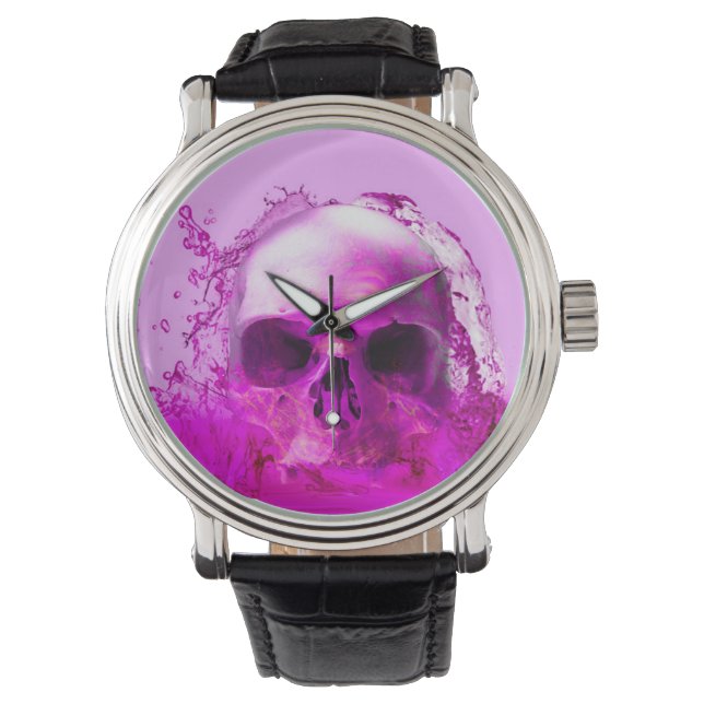 Paarse schedel in water horloge (Voorkant)