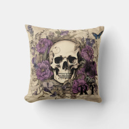  Paarse Schedelbloemen gepersonaliseerd monogram Kussen