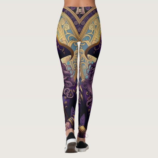 Paarse-schedelpiraat Leggings (Achterkant)