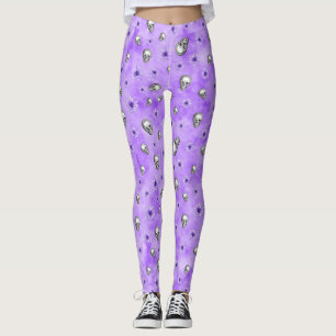 Paarse Schedels en Zonnebloem Serie Design 4 Leggings