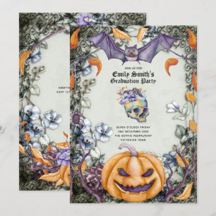 Paarse Schedels Goth Halloween/Muertos Afstuderen Kaart