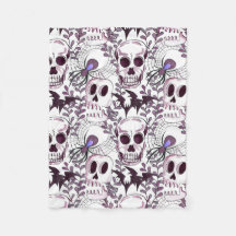 paarse schedels, vleermuizen en spinnen