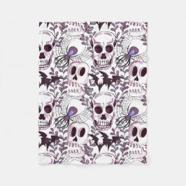 paarse schedels, vleermuizen en spinnen fleece deken