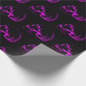 Paarse schedelschetspatroon cadeaupapier (Hoek)