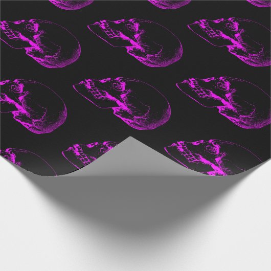 Paarse schedelschetspatroon cadeaupapier (Hoek)