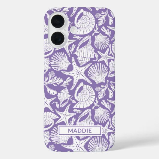 Paarse schelpen gepersonaliseerd Case-Mate iPhone case (Achterkant)