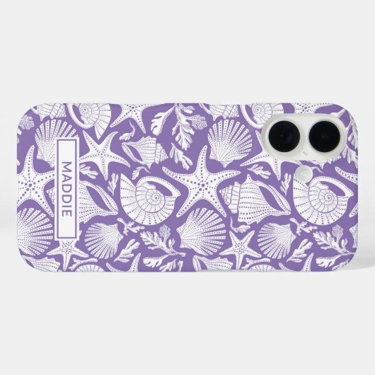 Paarse schelpen gepersonaliseerd Case-Mate iPhone case (Achterkant (horizontaal))