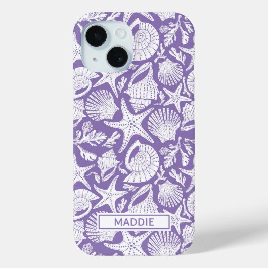 Paarse schelpen gepersonaliseerd Case-Mate iPhone case (Achterkant)