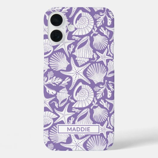 Paarse schelpen gepersonaliseerd Case-Mate iPhone case (Achterkant)