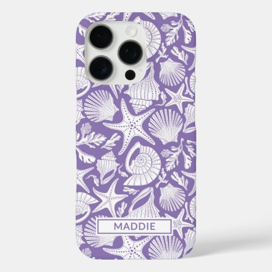 Paarse schelpen gepersonaliseerd Case-Mate iPhone case (Achterkant)