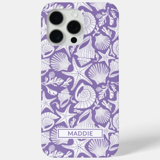 Paarse schelpen gepersonaliseerde Case-Mate iPhone Case (Achterkant)