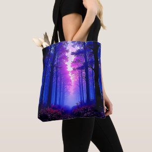 Paarse Schemerbossen: Surrealistische Kunst Tote Bag