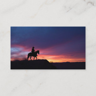 Paarse Schemering Western Cowboy Silhouet Kunst Visitekaartje